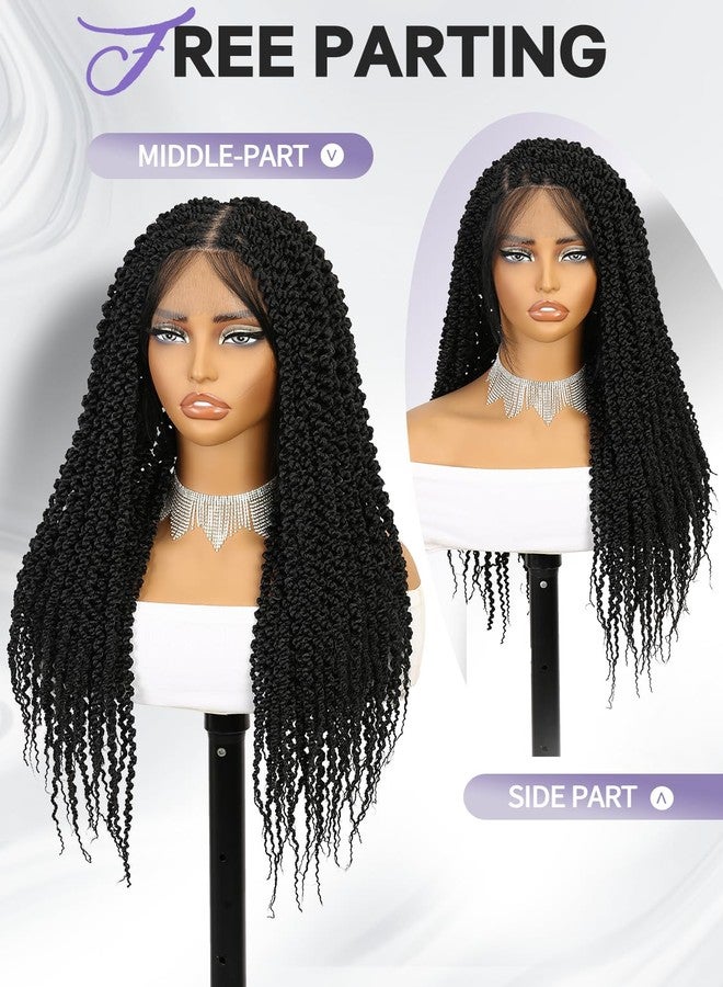 WIGER Full Double Lace Braided Wigs Two Twist Braid Curly Wig Black Spiral Coiled Braid Wigs Pre Plucked with Baby Hair Senegalese Braided Wig for Black Women - Image 2